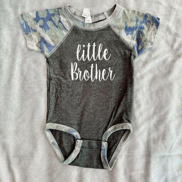 4/$10 - “Little Brother” Camo Baby Body Suit - Picture 1 of 4